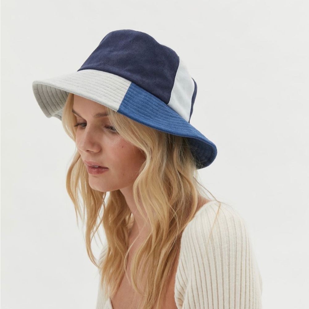 Urban Outfitters Arlo Patchwork Bucket Hat Multi Denim-Blue Color OS
